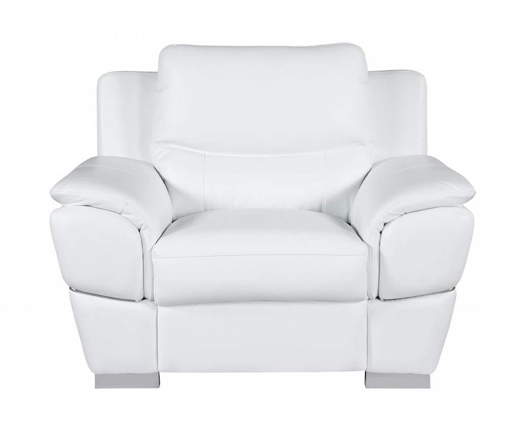 Three Piece Indoor White Genuine Leather Six Person Seating Set-0