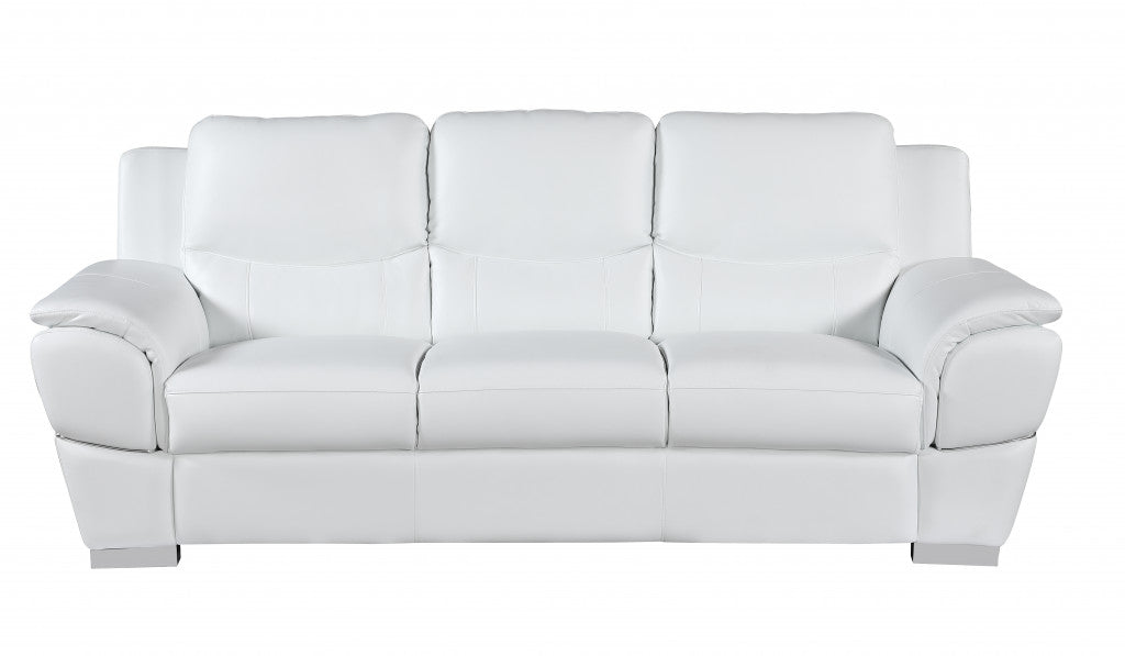 Three Piece Indoor White Genuine Leather Six Person Seating Set-3