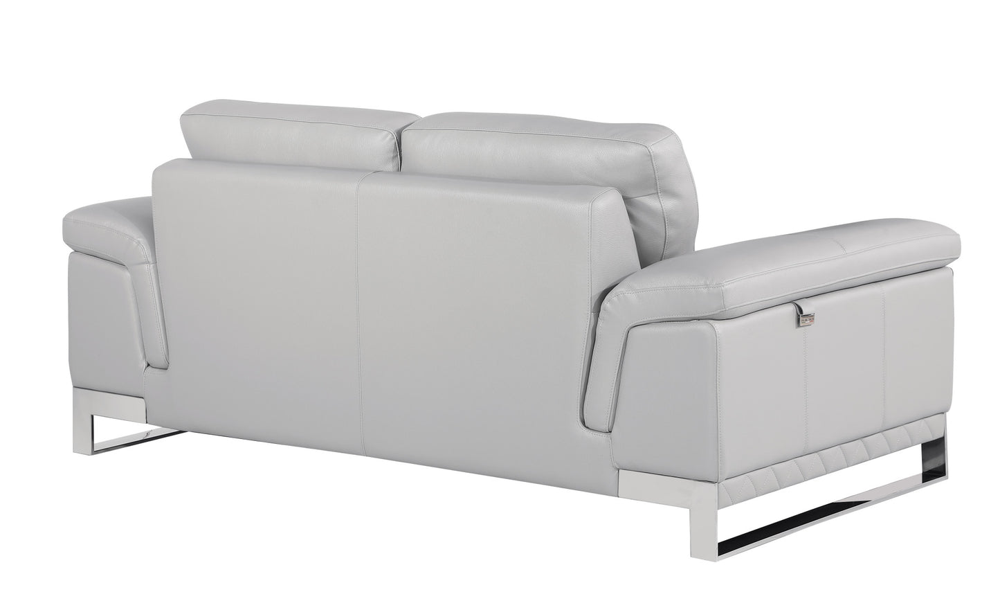 73" Light Gray And Silver Genuine Leather Loveseat-3