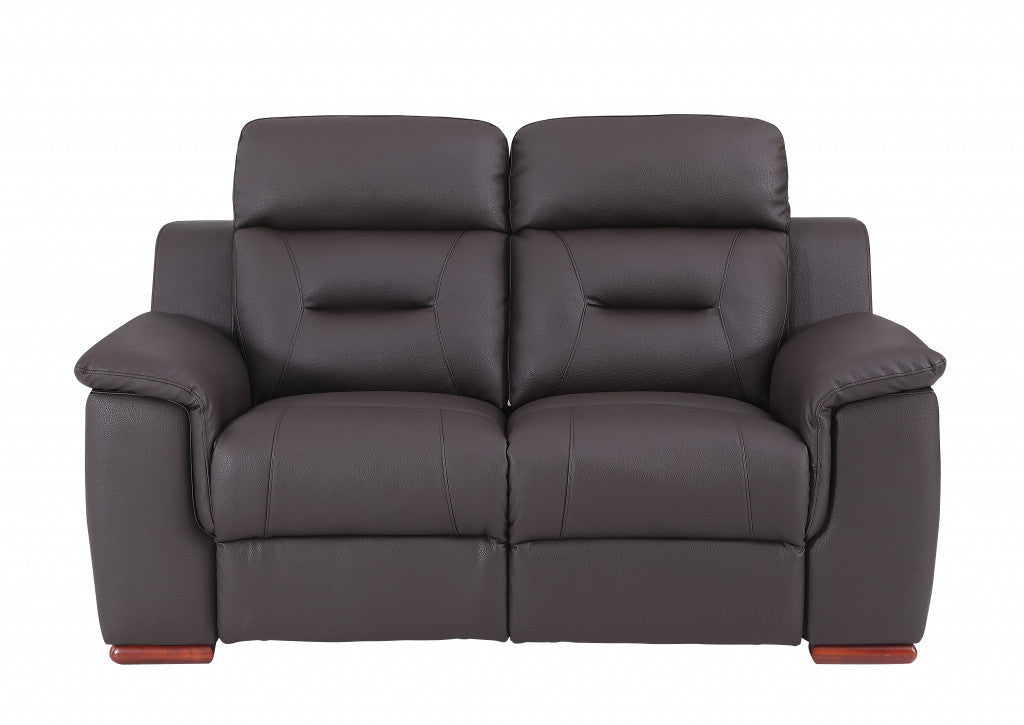Two Piece Indoor Brown Genuine Leather Five Person Seating Set-1