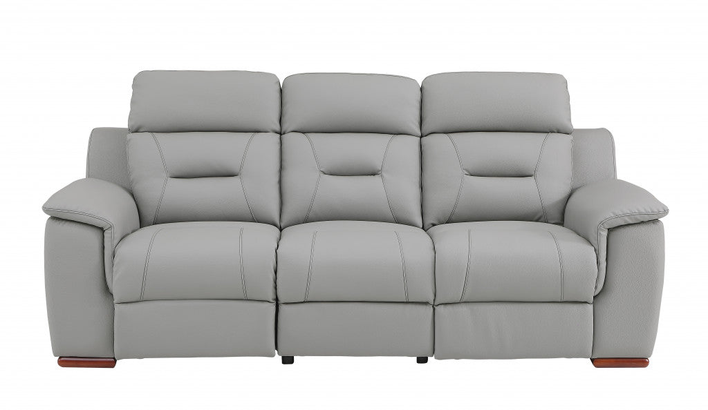 Two Piece Indoor Gray Genuine Leather Five Person Seating Set-2