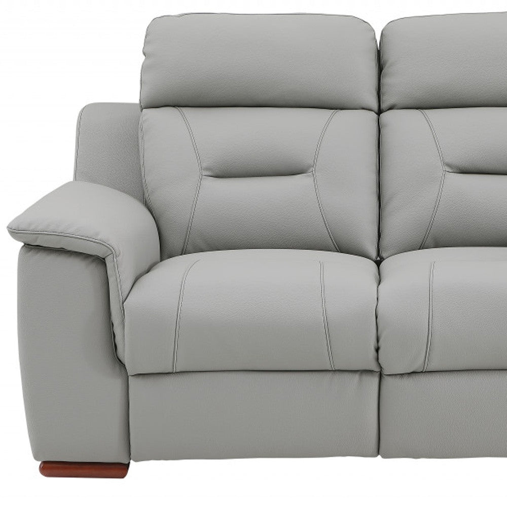 Two Piece Indoor Gray Genuine Leather Five Person Seating Set-6