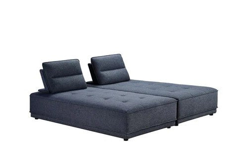 Blue 100% Polyester Stationary L Shaped Two Piece Sofa And Chaise-5