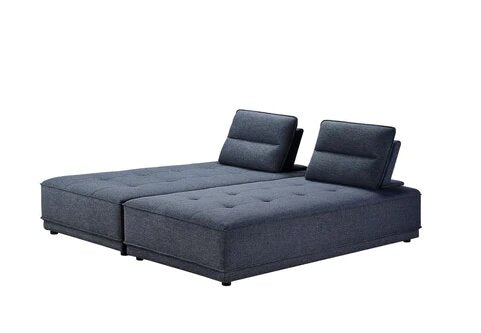 Blue 100% Polyester Stationary L Shaped Two Piece Sofa And Chaise-1