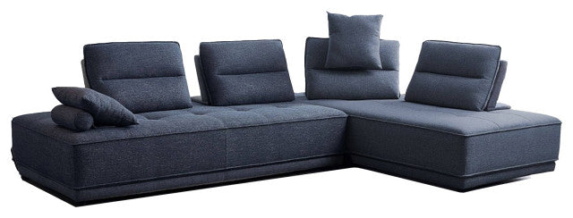 Blue 100% Polyester Stationary L Shaped Two Piece Sofa And Chaise-2