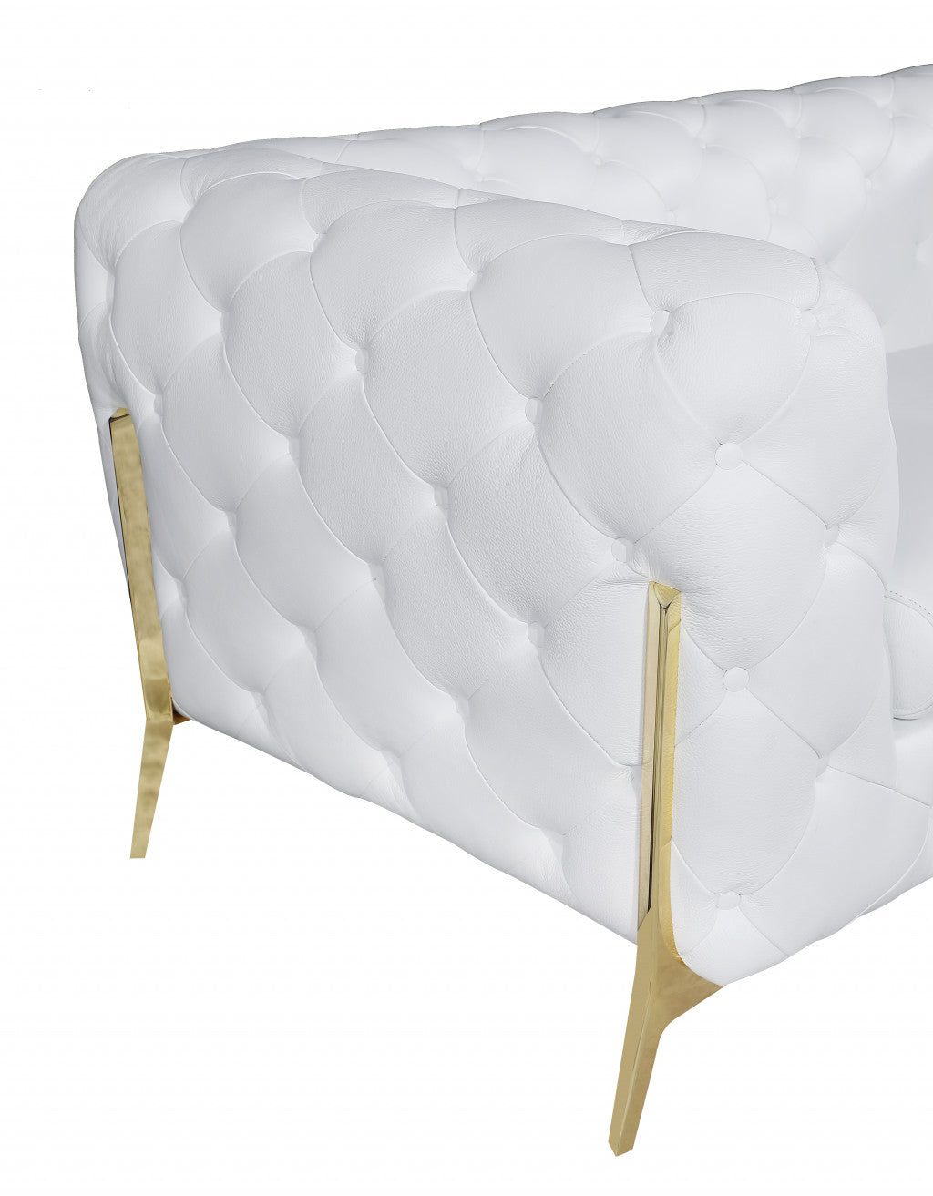 69" White And Gold Italian Leather Loveseat-5