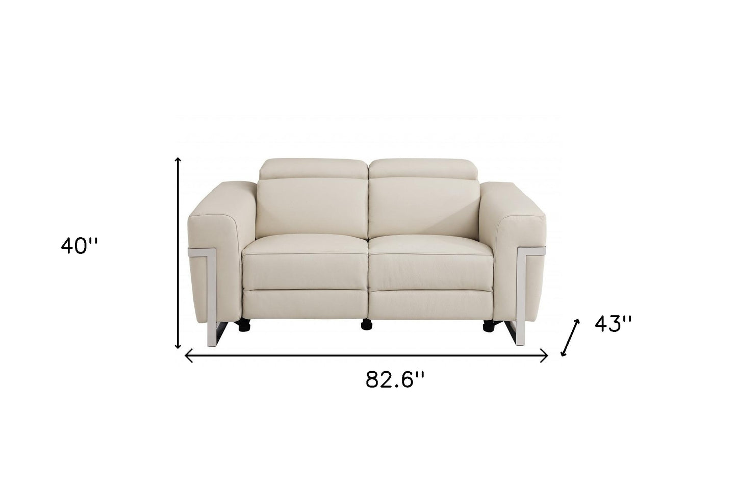 Two Piece Indoor Beige Italian Leather Five Person Seating Set-6