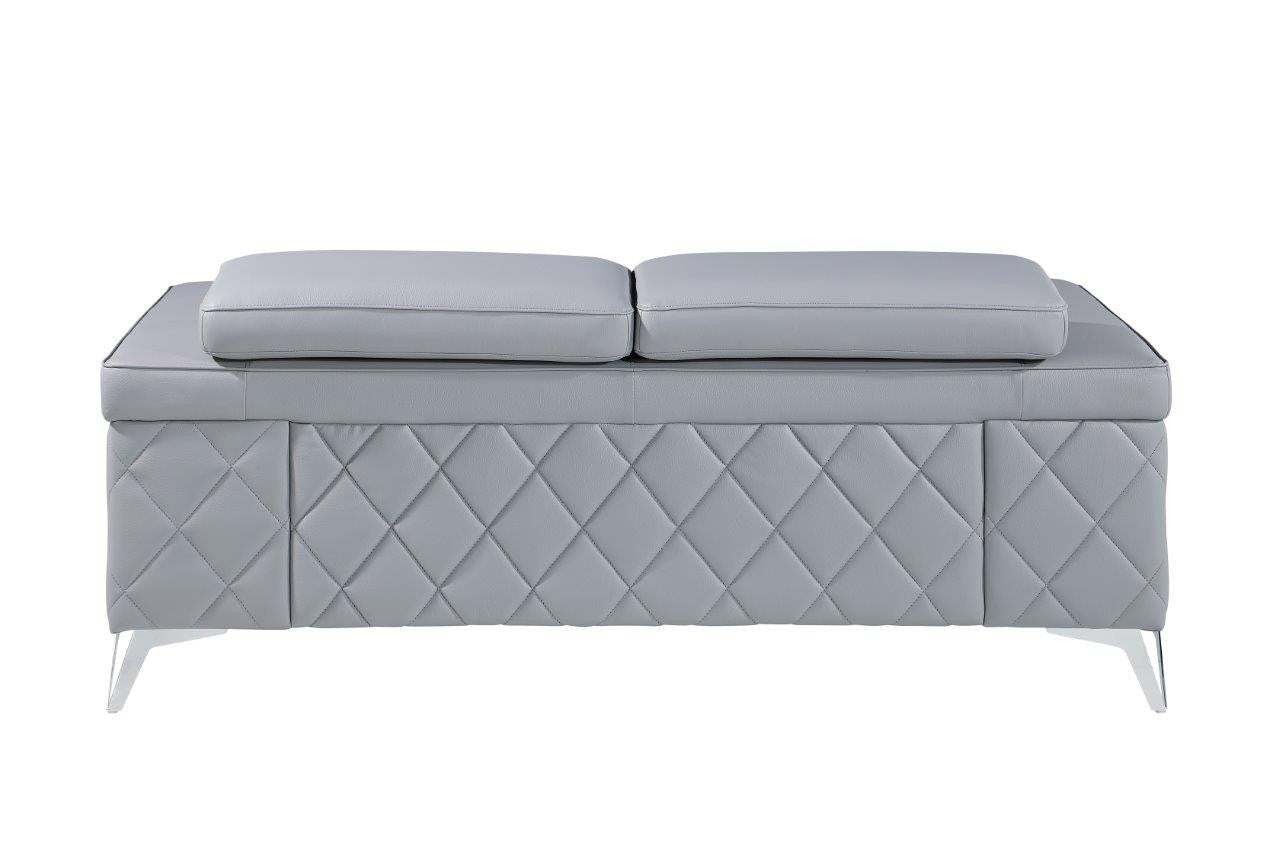 70" Light Blue And Silver Metallic Top Grain Leather Loveseat-3