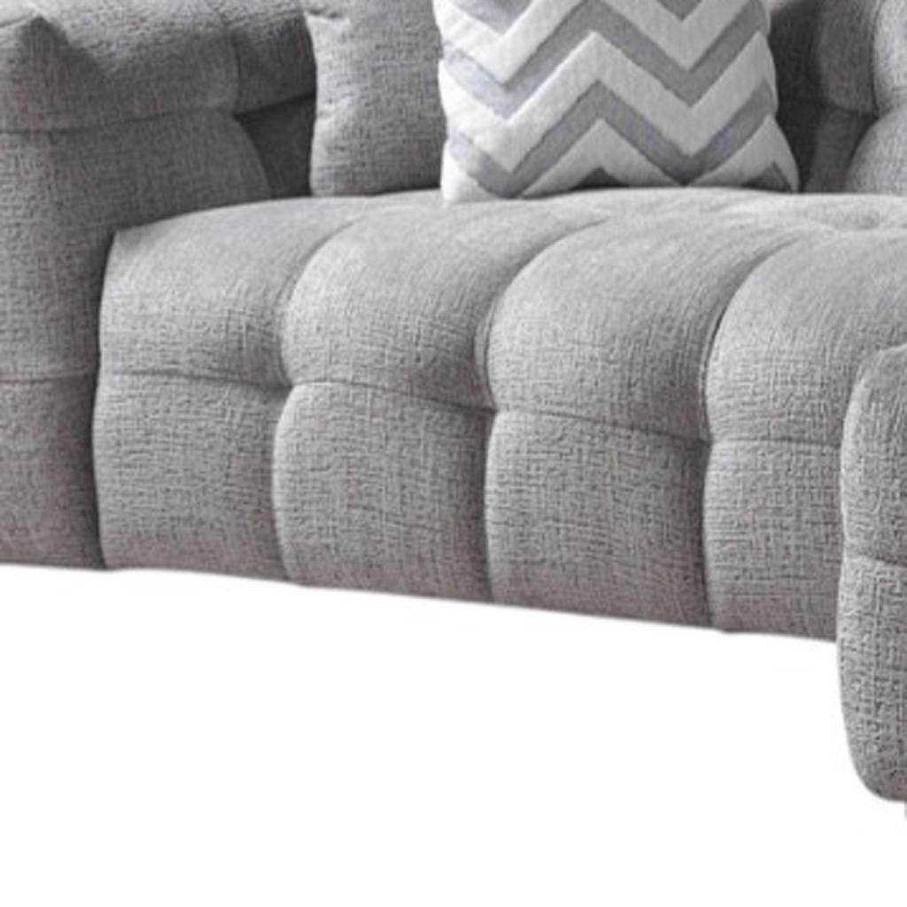 Light Gray Boucle L Shaped Two Piece Sofa and Chaise Sectional With Toss Pillows-6