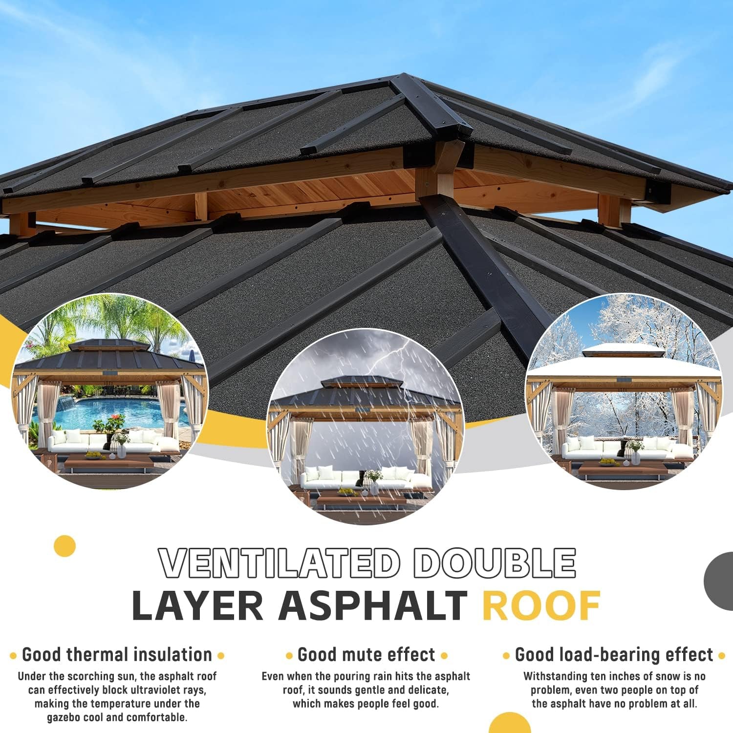 Spruce Wood Double Roof Gazebo 11x13-3