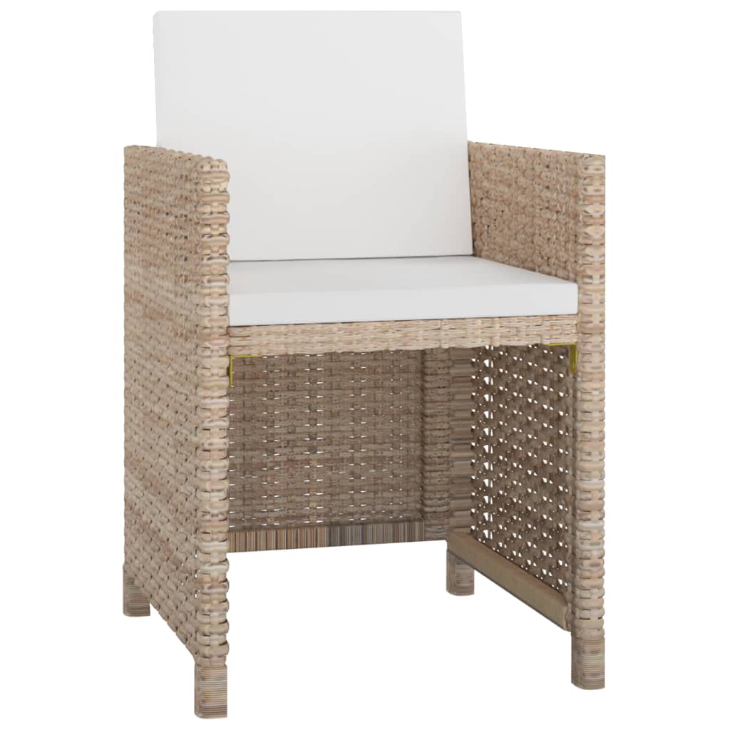 vidaXL 13 Piece Patio Dining Set with Cushions Poly Rattan Beige-1