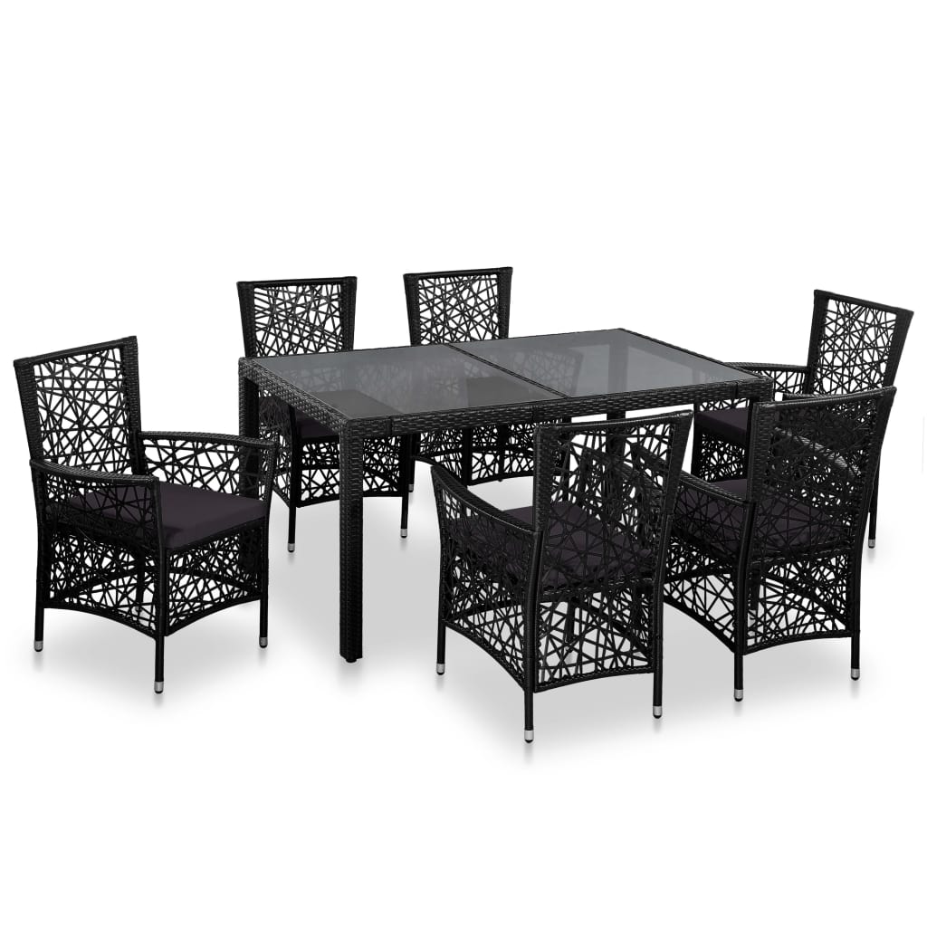 vidaXL 9 Piece Patio Dining Set Poly Rattan Gray-9