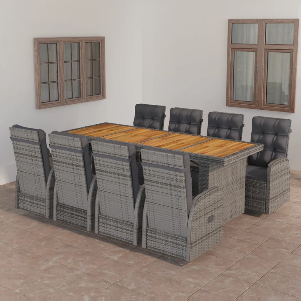 vidaXL Patio Dining Set Outdoor Dining Set Table and Chair Set Poly Rattan-12