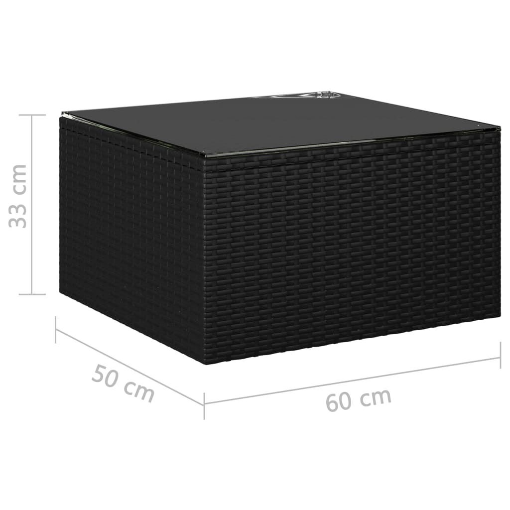 vidaXL 9 Piece Patio Lounge Set with Cushions Poly Rattan Black-4