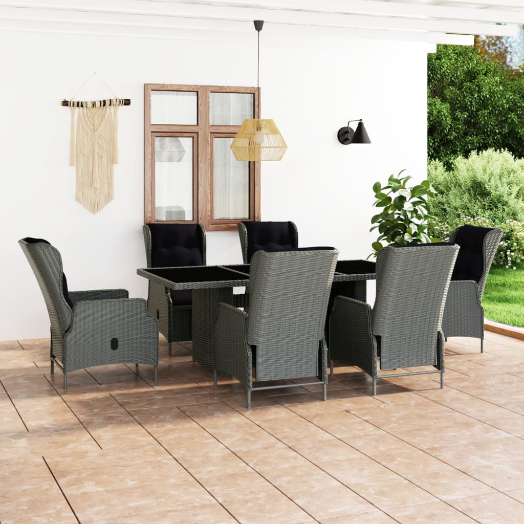 vidaXL Patio Dining Set Dining Table and Chairs Furniture Set Poly Rattan-9