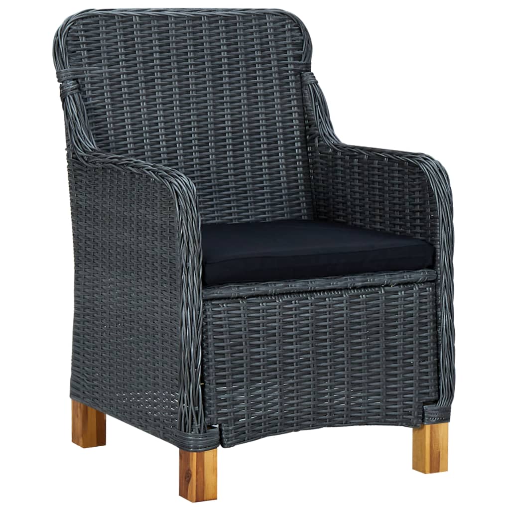 vidaXL 9 Piece Patio Dining Set with Cushions Poly Rattan Dark Gray-1