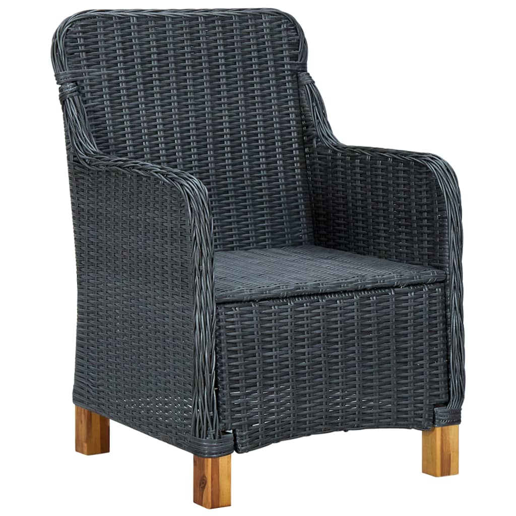 vidaXL 9 Piece Patio Dining Set with Cushions Poly Rattan Dark Gray-2