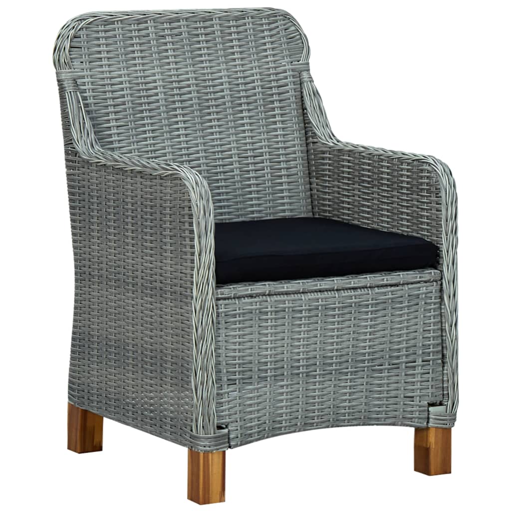 Piece light gray poly rattan garden dining set with a tempered glass table.
