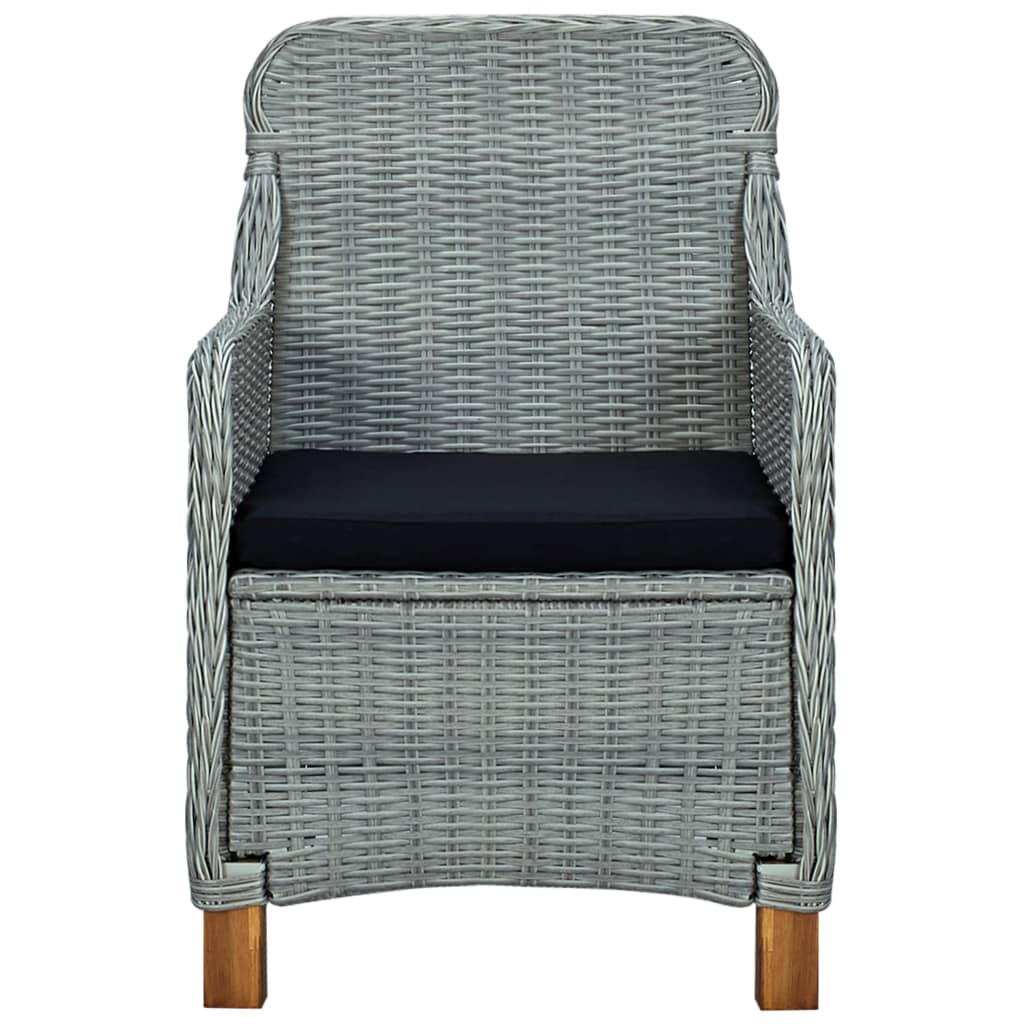 vidaXL 7 Piece Patio Dining Set with Cushions Poly Rattan Light Gray-3