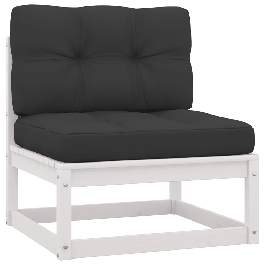 vidaXL 10 Piece Patio Lounge Set with Cushions White Solid Wood Pine-3