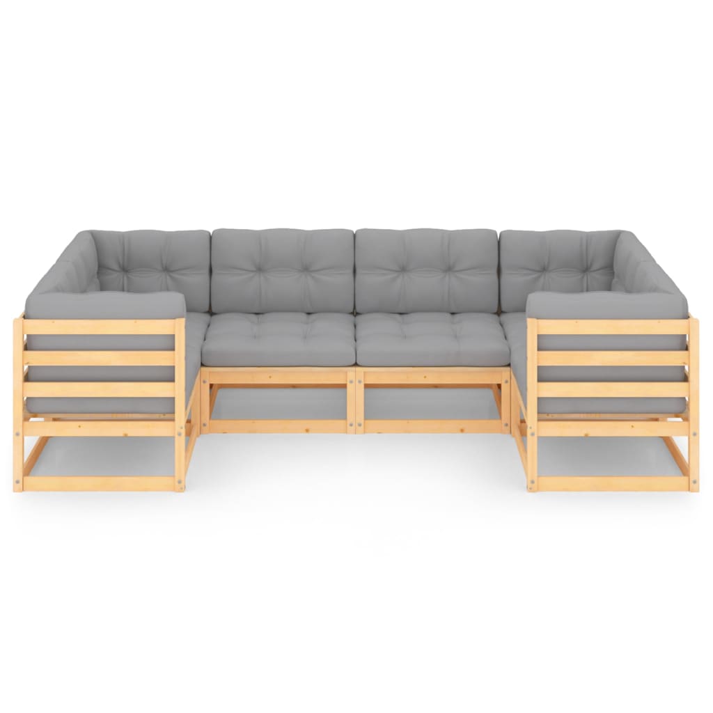 vidaXL 6 Piece Patio Lounge Set with Cushions Solid Pinewood-3