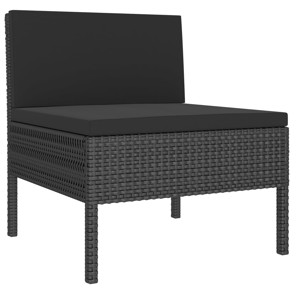 vidaXL 12 Piece Patio Lounge Set with Cushions Poly Rattan Black-3
