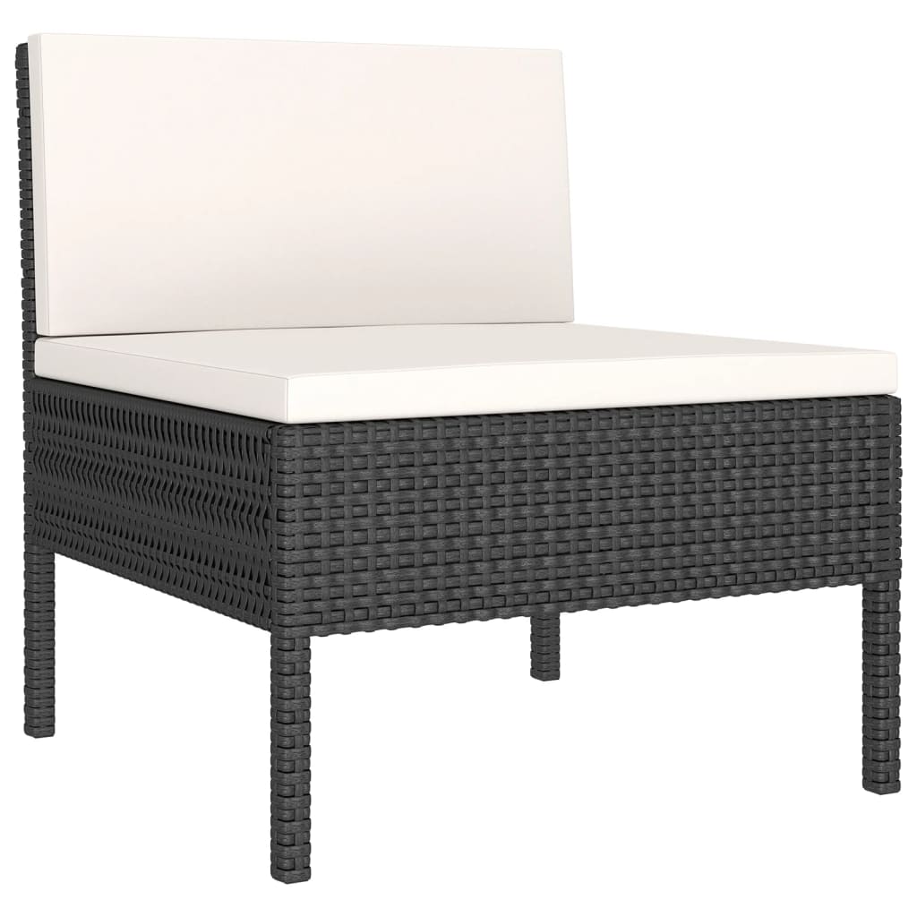 vidaXL 11 Piece Patio Lounge Set with Cushions Poly Rattan Black-2