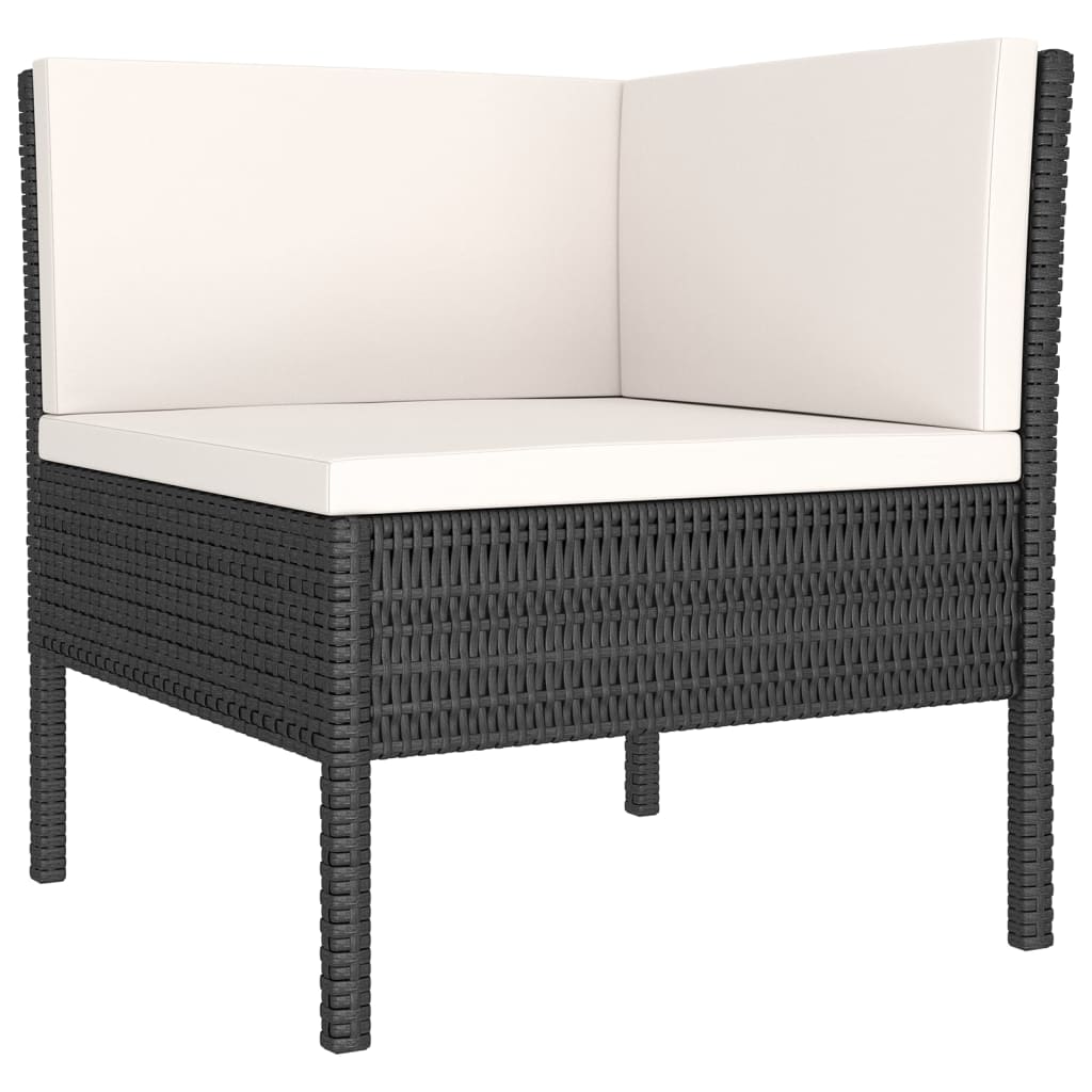 vidaXL 11 Piece Patio Lounge Set with Cushions Poly Rattan Black-3