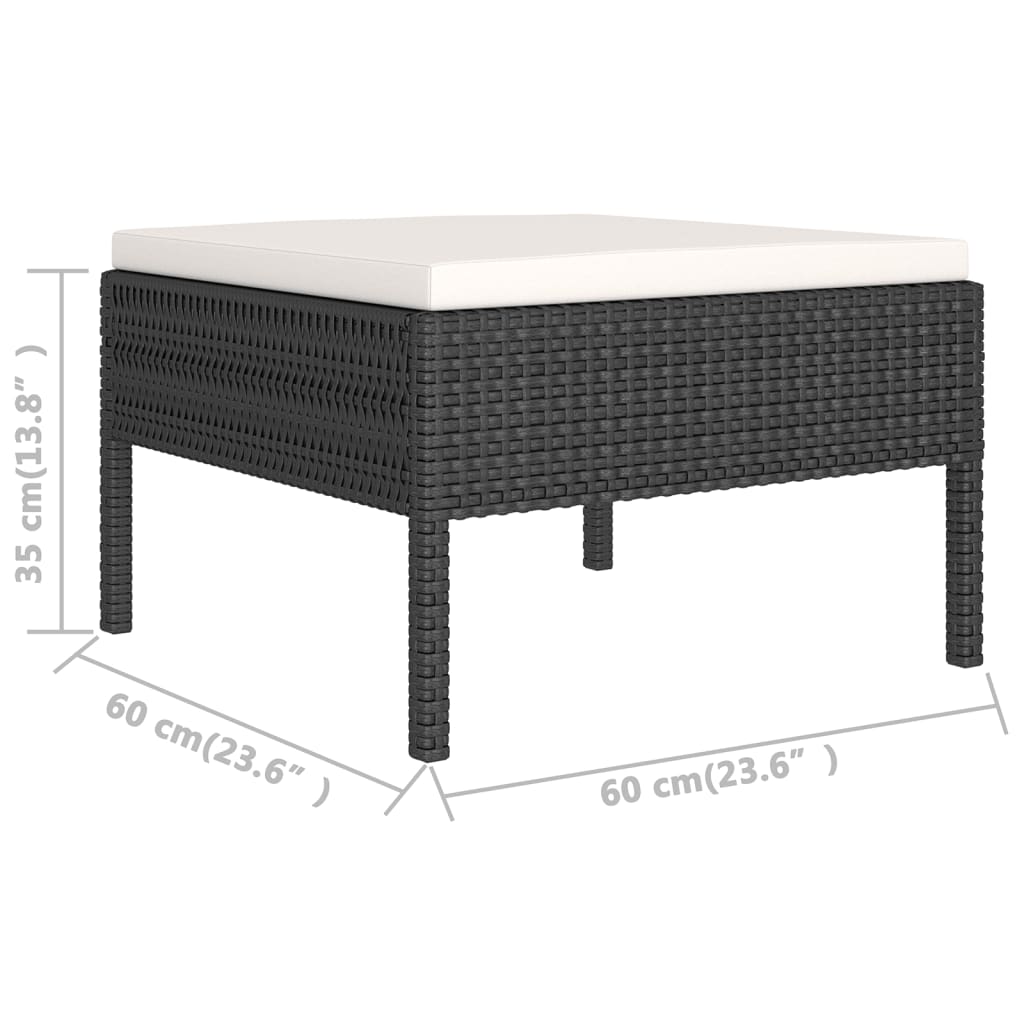 vidaXL 11 Piece Patio Lounge Set with Cushions Poly Rattan Black-4