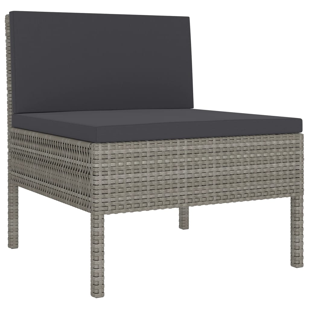 vidaXL 13 Piece Patio Lounge Set with Cushions Poly Rattan Gray-4
