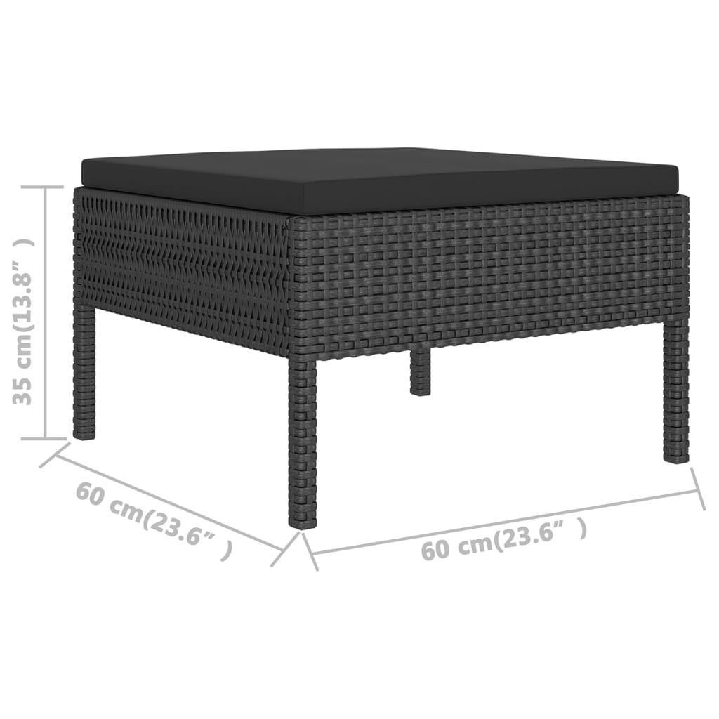 vidaXL 10 Piece Patio Lounge Set with Cushions Poly Rattan Black-4