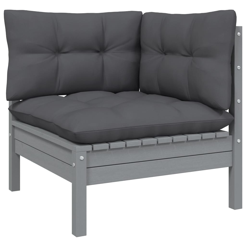 vidaXL Solid Pinewood Patio Lounge Set 9 Piece with Cushions Multi Colors-3