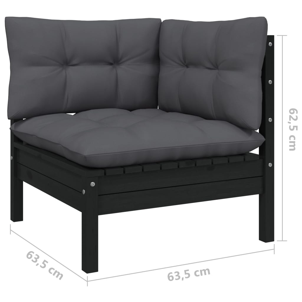 vidaXL Solid Pinewood Patio Lounge Set 9 Piece with Cushions Multi Colors-4