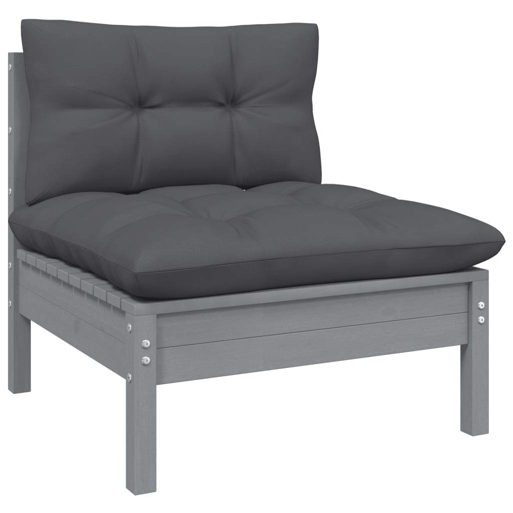 vidaXL Solid Pinewood Patio Lounge Set 10 Piece with Cushions Multi Colors-0