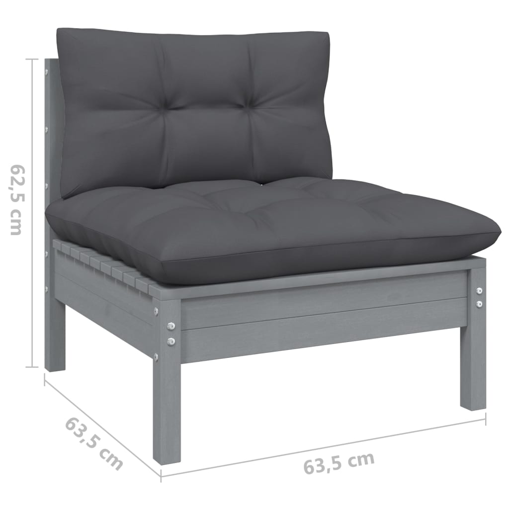 vidaXL Solid Pinewood Patio Lounge Set 10 Piece with Cushions Multi Colors-4