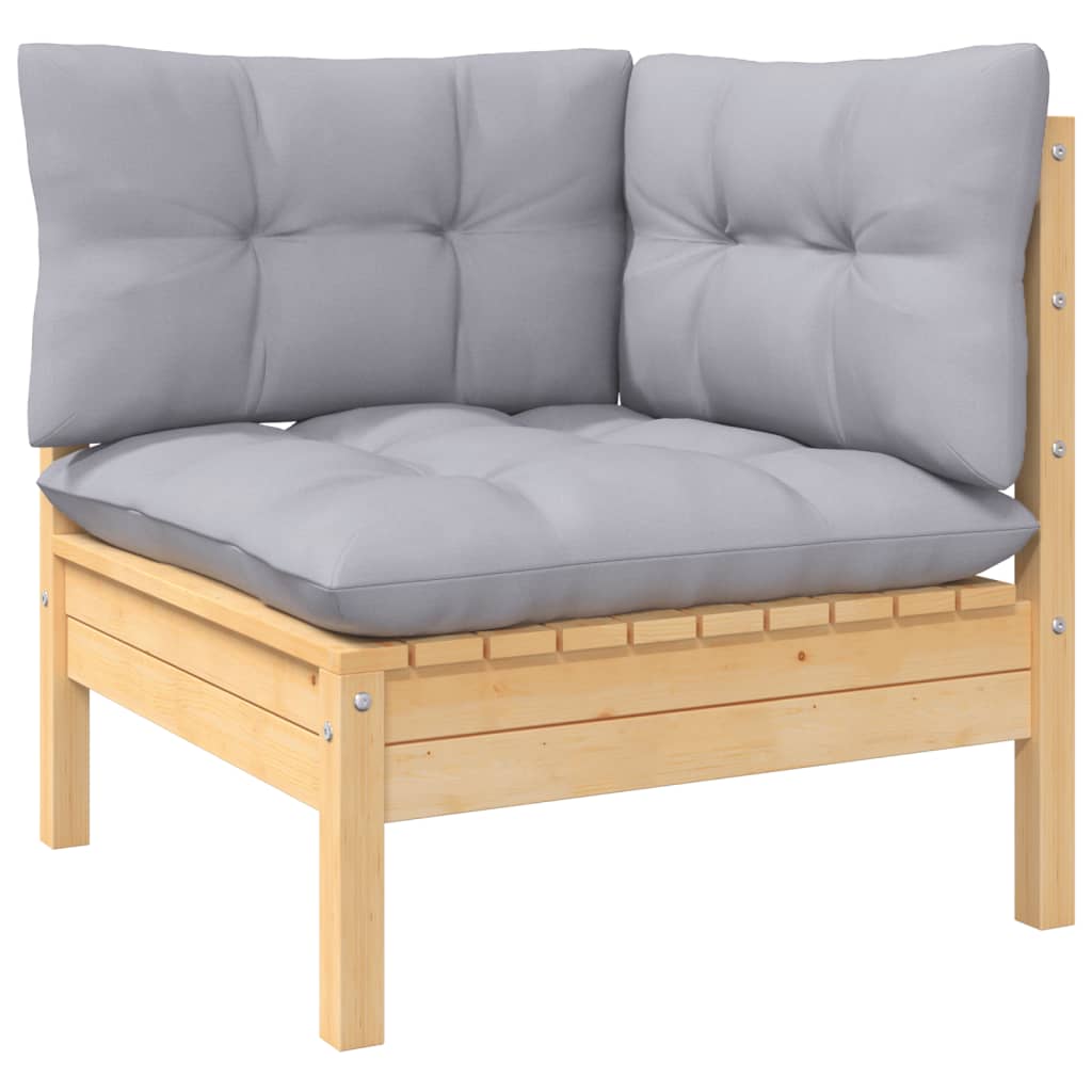 vidaXL Solid Pinewood Patio Lounge Set 13 Piece with Cushions Multi Colors-4