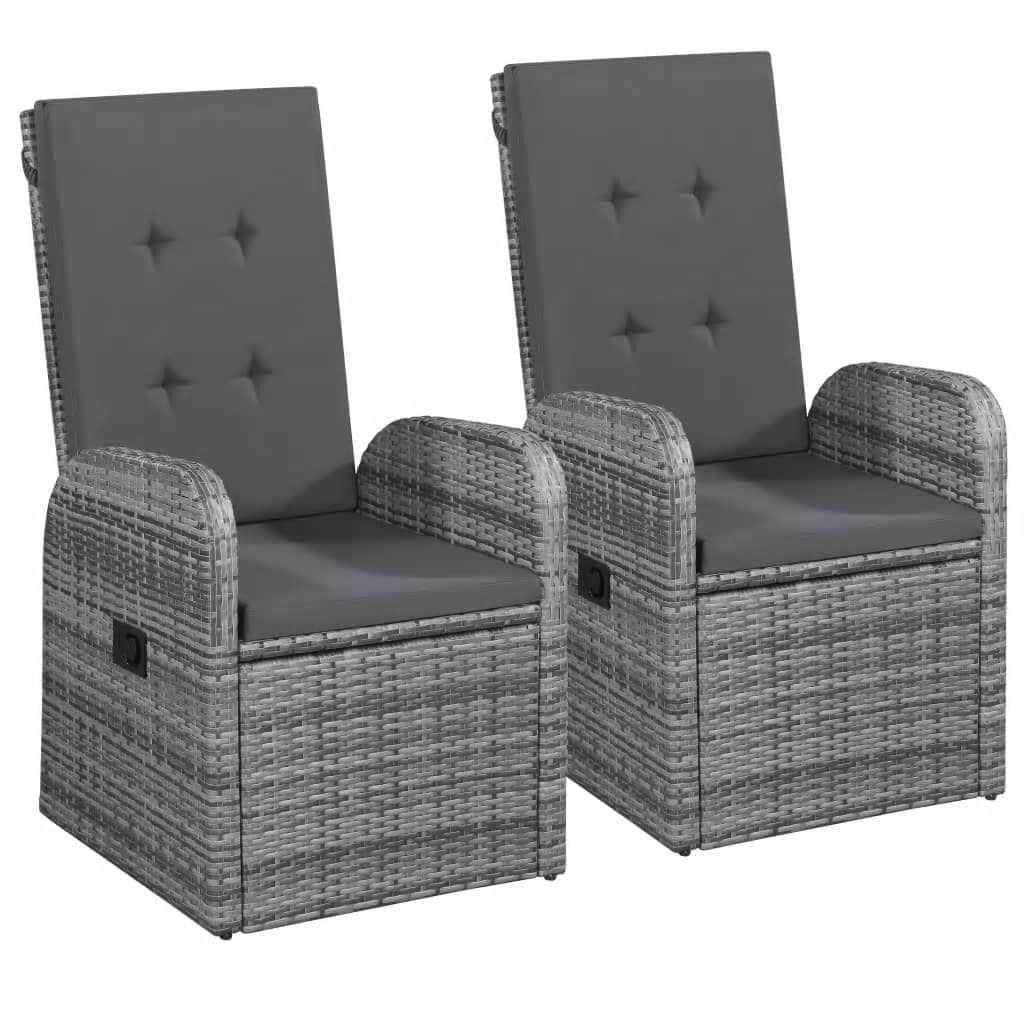 vidaXL Patio Dining Set 7 Piece with Cushions Garden Furniture Black/Gray-2