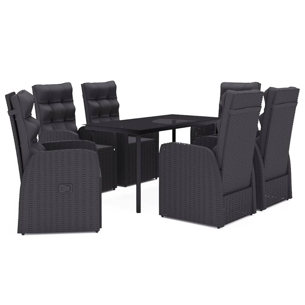 vidaXL Patio Dining Set 7 Piece with Cushions Garden Furniture Black/Gray-1