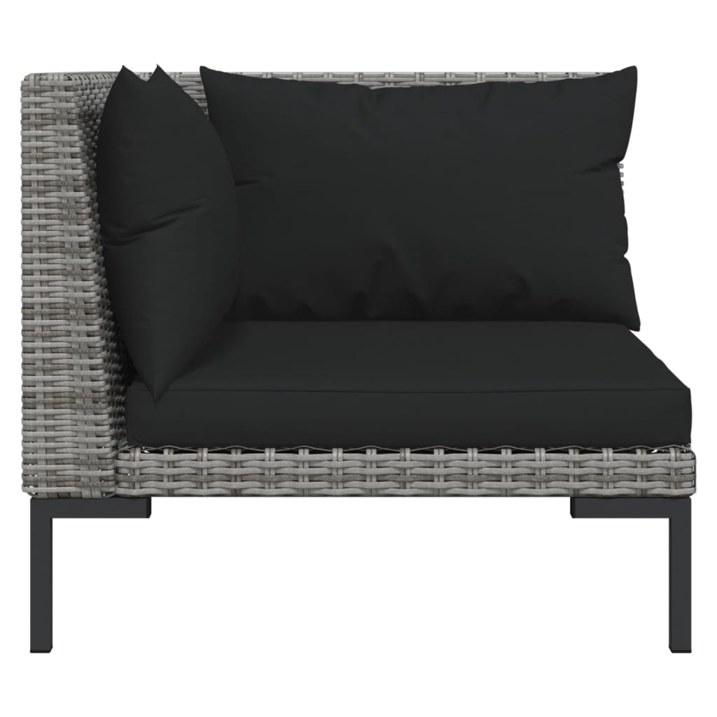 vidaXL 14 Piece Patio Lounge Set with Cushions Poly Rattan Dark Gray-4