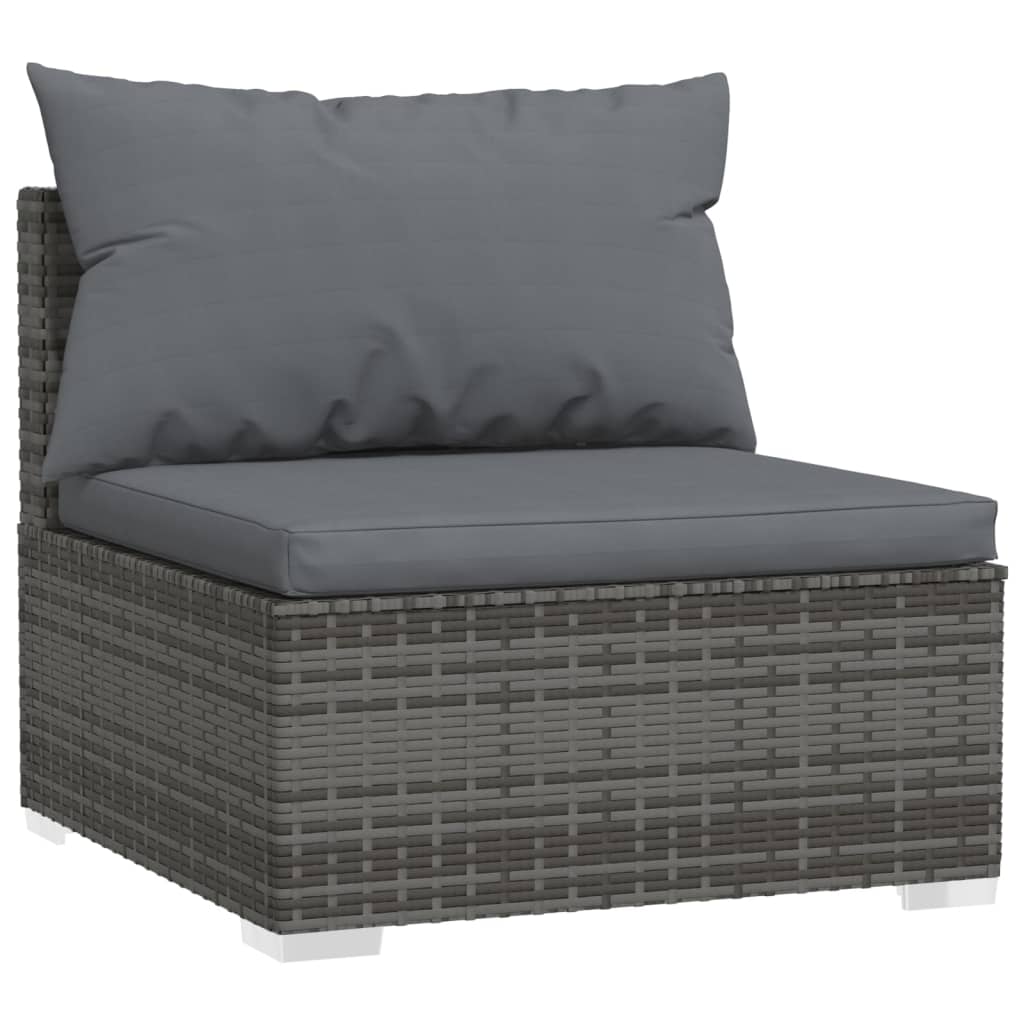 vidaXL 6 Piece Patio Lounge Set with Cushions Poly Rattan Gray-1