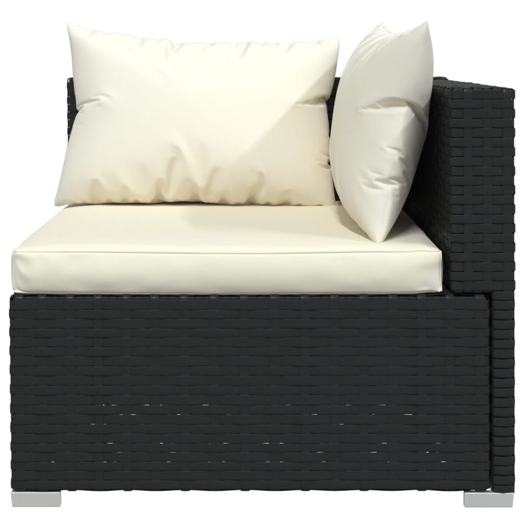 vidaXL 7 Piece Patio Lounge Set with Cushions Poly Rattan Black-2