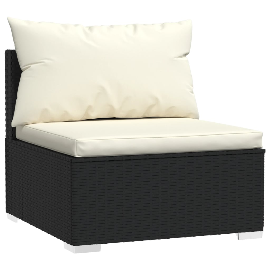 vidaXL 7 Piece Patio Lounge Set with Cushions Poly Rattan Black-3