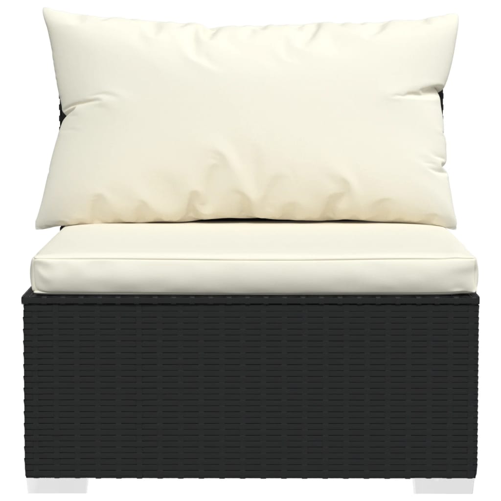 vidaXL 7 Piece Patio Lounge Set with Cushions Poly Rattan Black-4