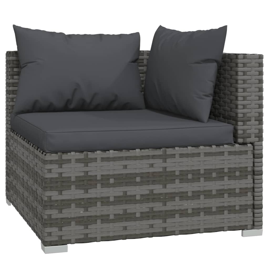 vidaXL 10 Piece Patio Lounge Set with Cushions Poly Rattan Gray-1