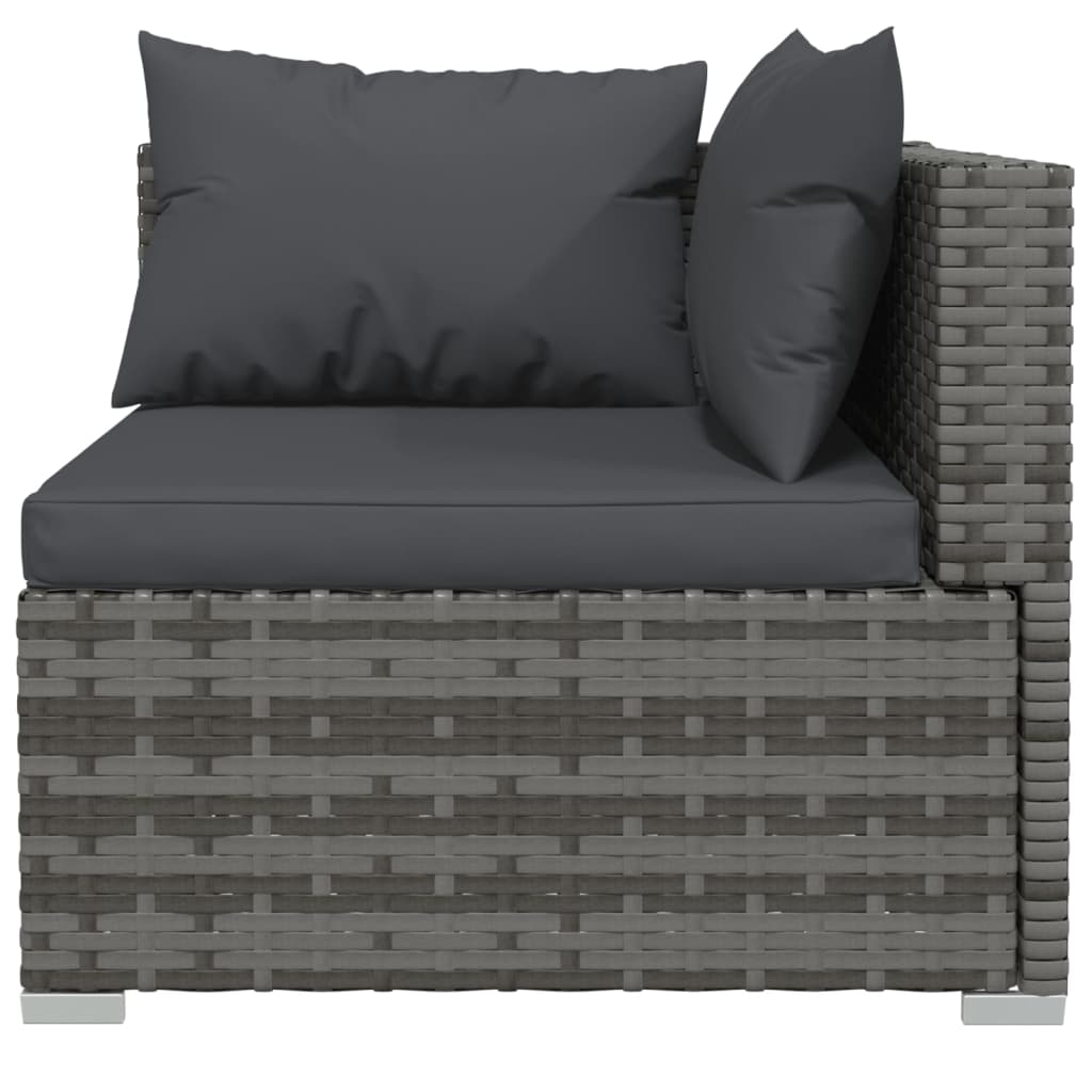 vidaXL 10 Piece Patio Lounge Set with Cushions Poly Rattan Gray-2