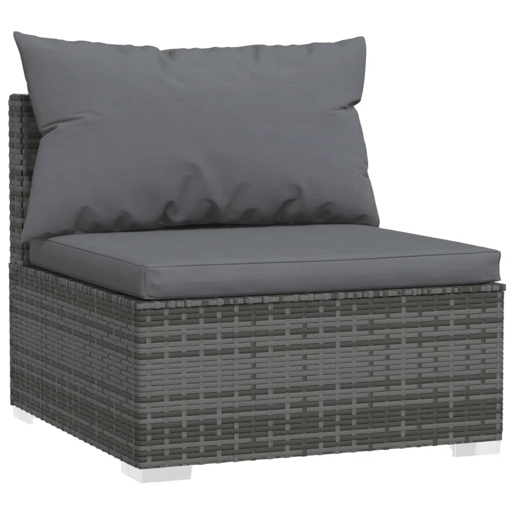vidaXL 10 Piece Patio Lounge Set with Cushions Poly Rattan Gray-3