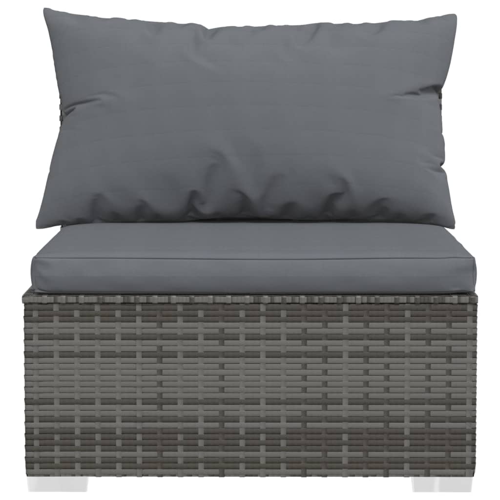 vidaXL 10 Piece Patio Lounge Set with Cushions Poly Rattan Gray-4