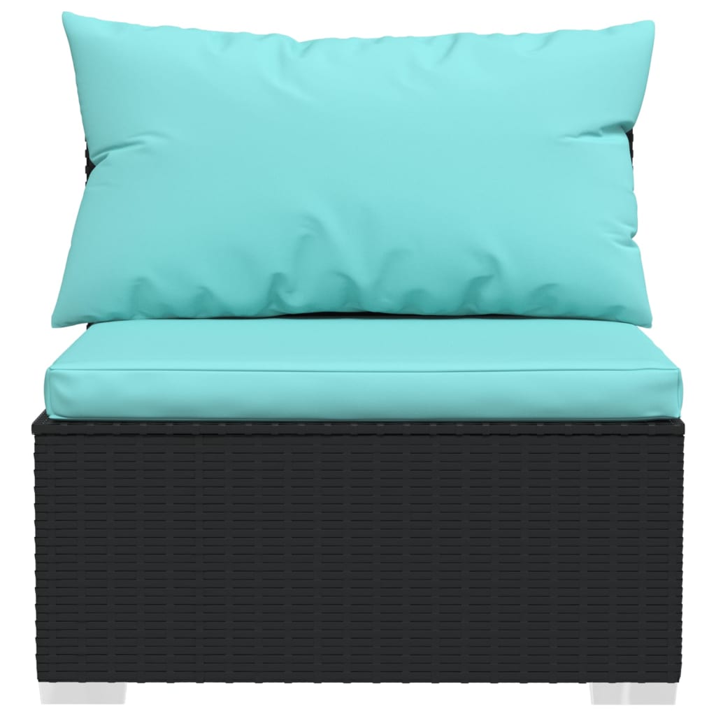 vidaXL 10 Piece Patio Lounge Set with Cushions Black Poly Rattan-2