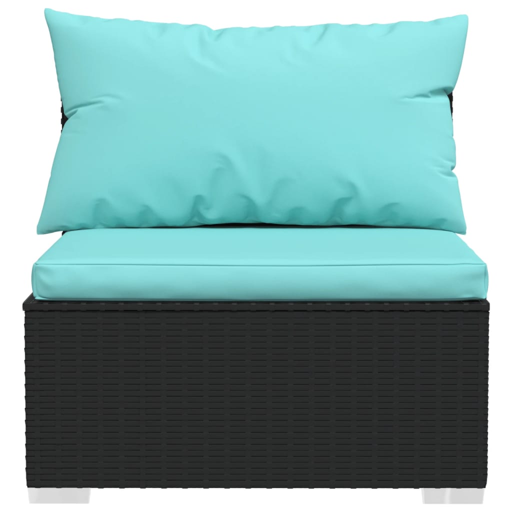 vidaXL 11 Piece Patio Lounge Set with Cushions Poly Rattan Black-4