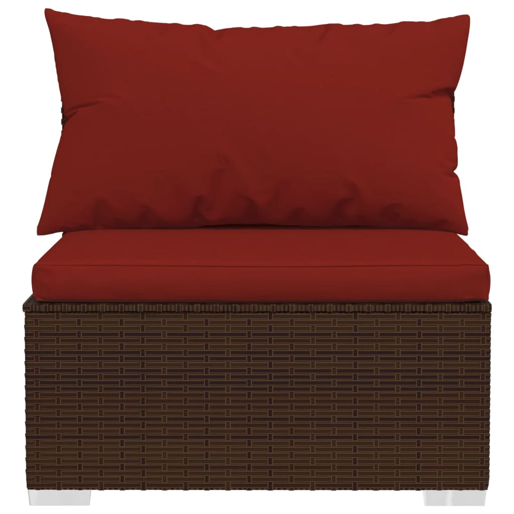 vidaXL 8 Piece Patio Lounge Set with Cushions Poly Rattan Brown-4